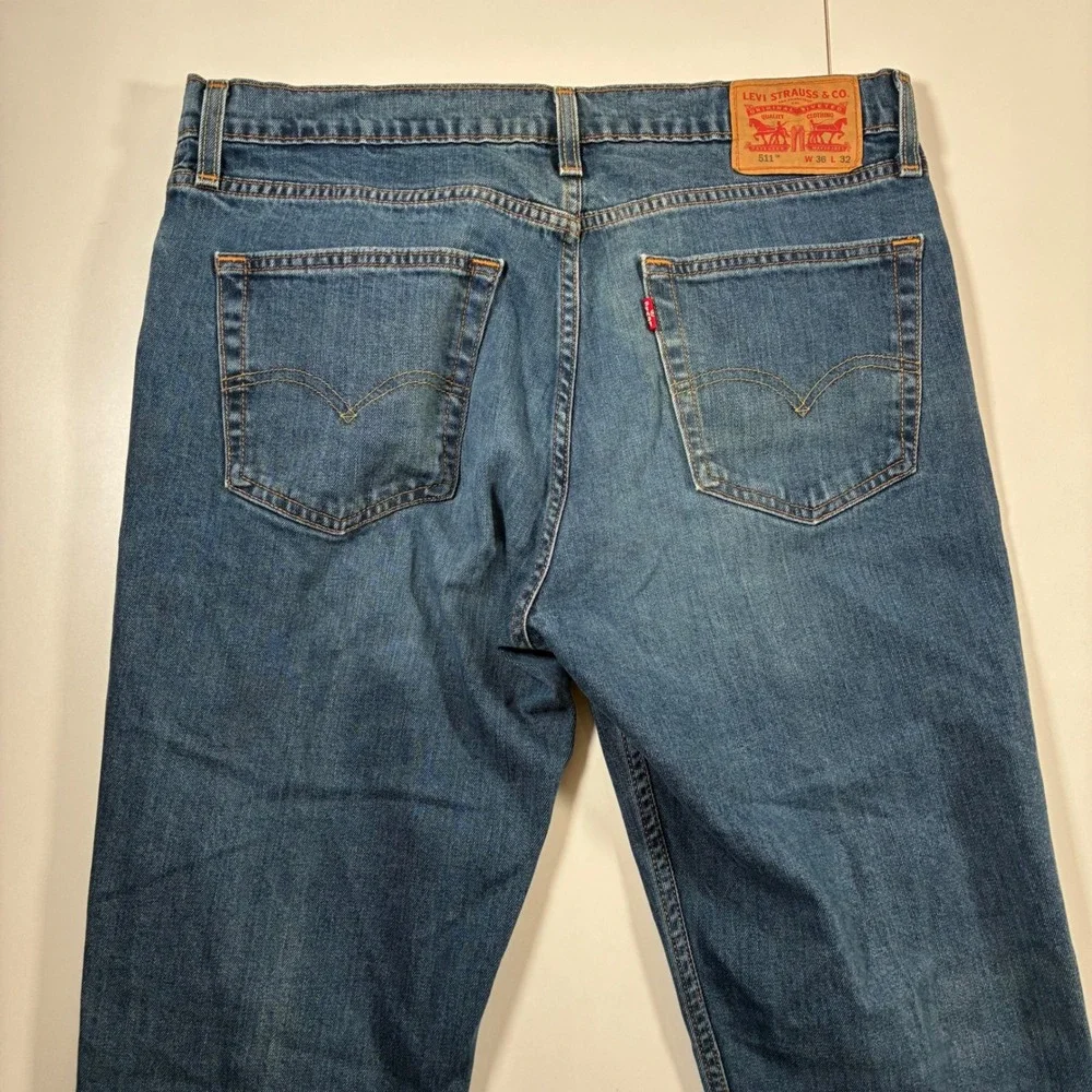 Levi's 511 Slim Fit Jeans 36x32 Blue Medium Wash Denim Stretch Pants